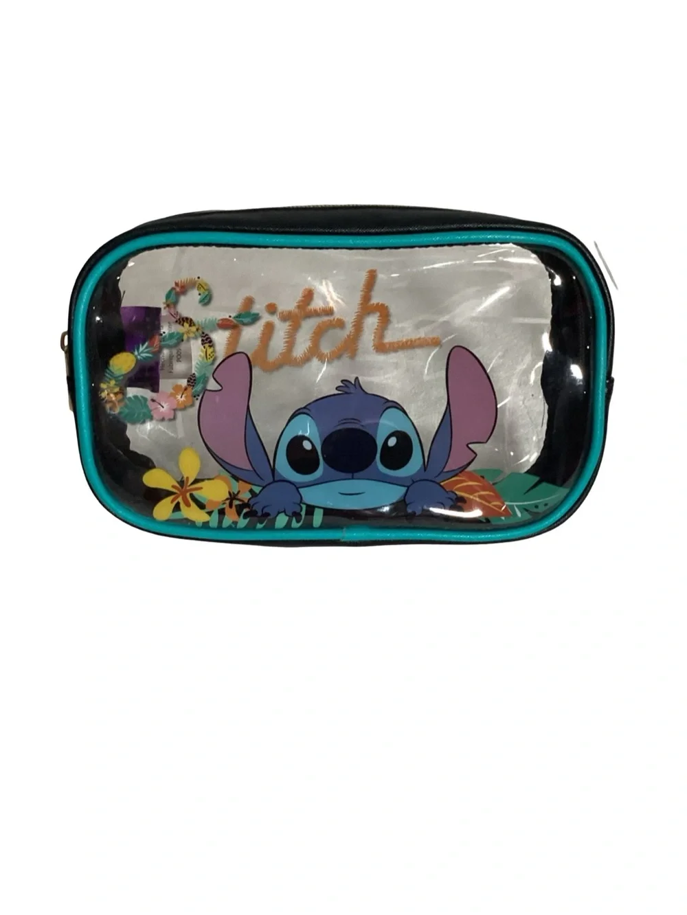 Disney Lilo & Stitch Clear Plastic Makeup Cosmetic Travel Bag Pencil Holder NWOT